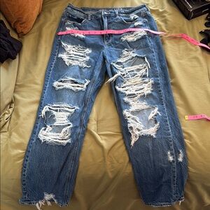 American Eagle Outfitters Ripped Blue Boyfriend Jeans